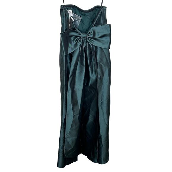 Alfred Sung NWT Green Strapless Draped Bodice Column Dress Oversized Bow 16 - Picture 4 of 9